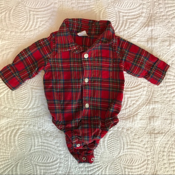 baby red check shirt
